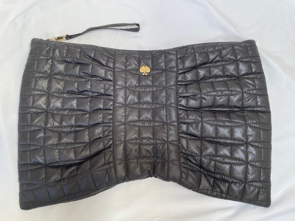 Kate Spade Large Soft Quilted Nylon Bow Zip Carryall Travel Pouch Clutch